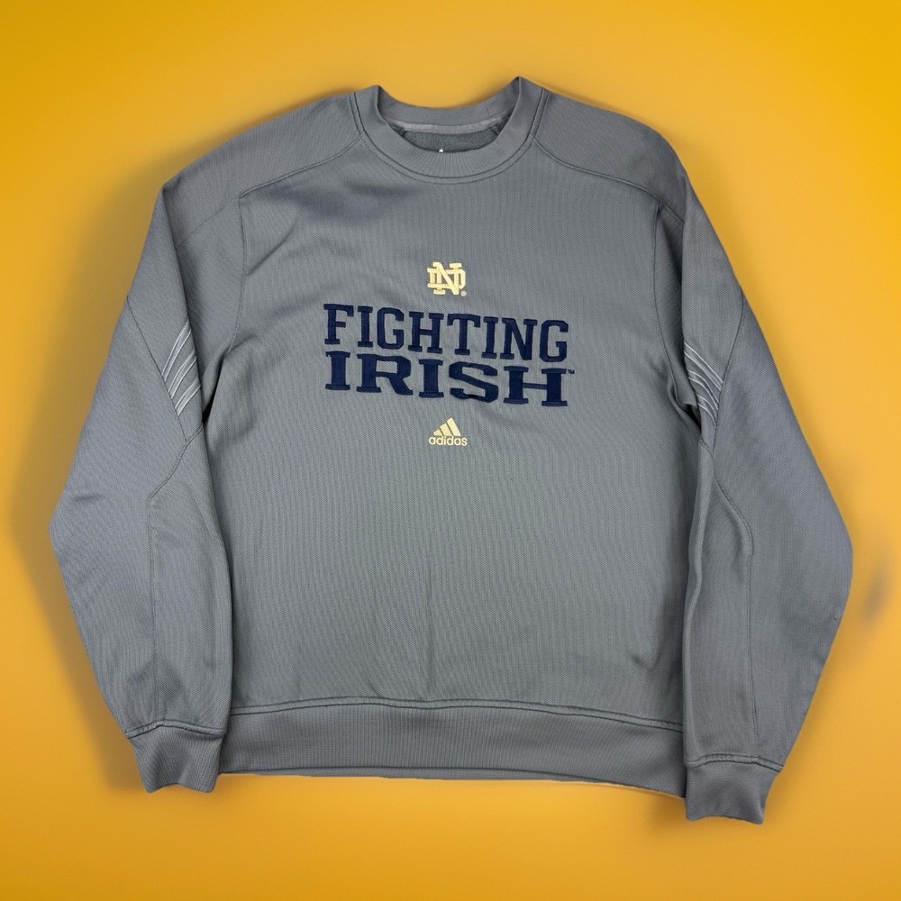 Adidas Notre Dame Fighting‎ Irish ClimaWarm Sweatshirt Gray Pullover Large NCAA